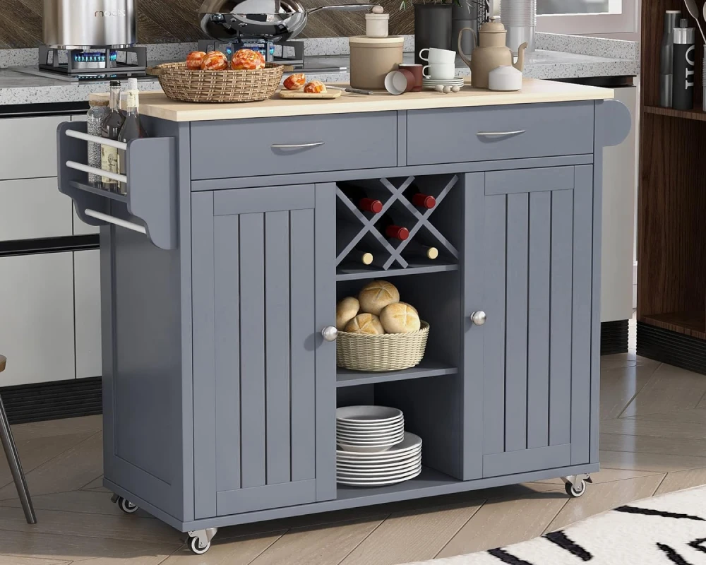 kitchen island with stools and storage